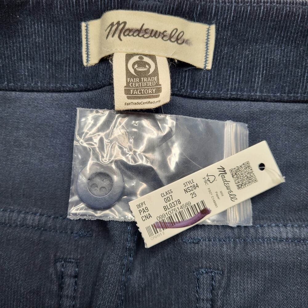 Madewell Slim Straight Utility Corduroy Pants Navy Blue Garment Dye Mid Rise 25 - Picture 11 of 12